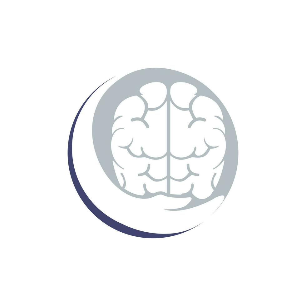 Brain care vector logo design. Human brain with hand icon logo design.