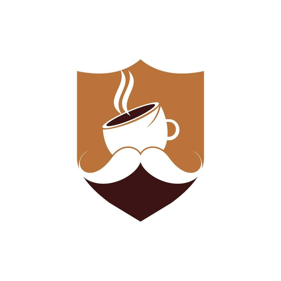 Mustache coffee vector logo design template. Creative coffee shop logo concept.