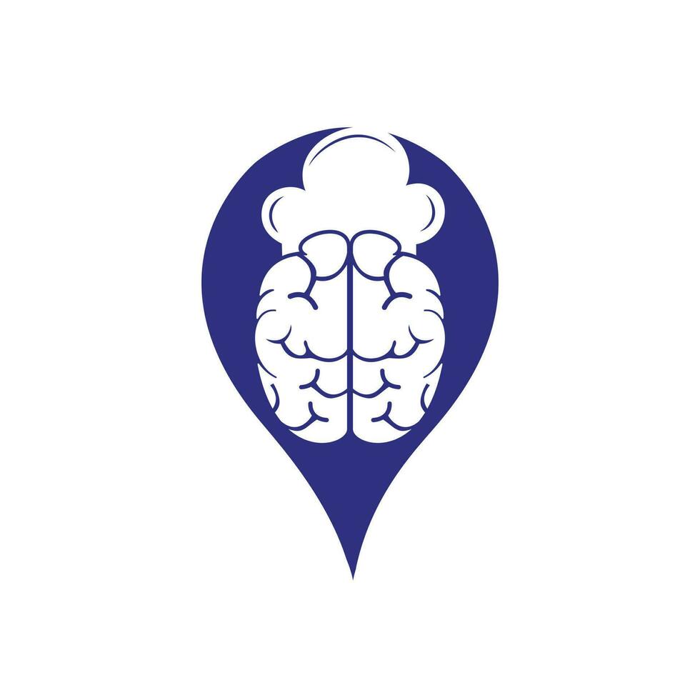 concepto de diseño de logotipo de vector de chef inteligente. icono de cerebro y sombrero de chef.