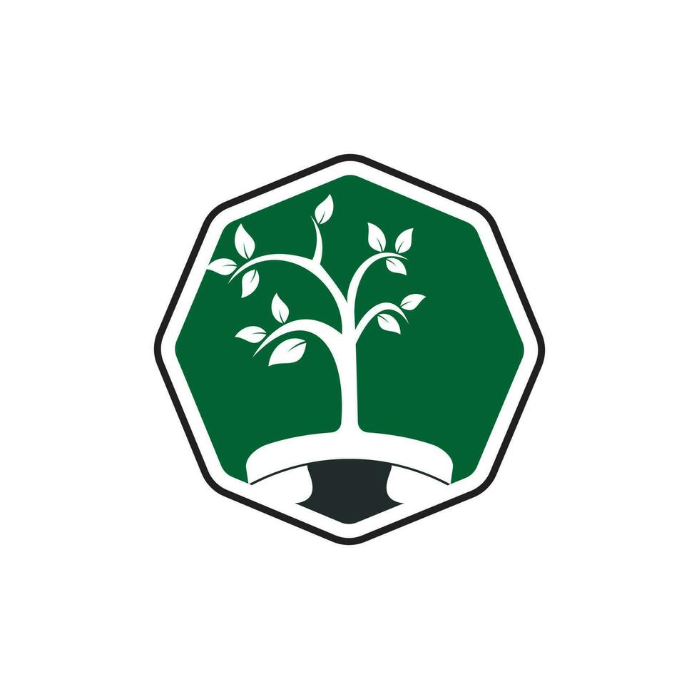 Nature call vector logo design. Handset tree icon design template.