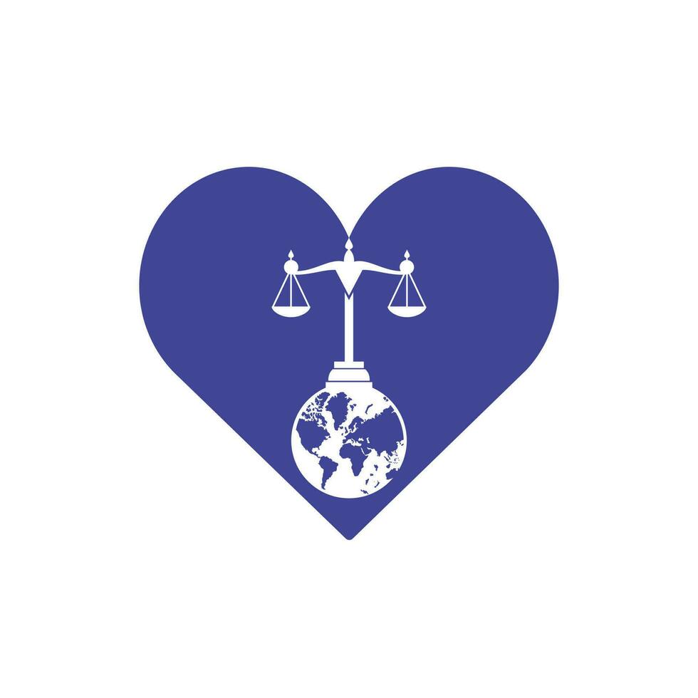 International tribunal and Supreme court logo concept. Scales on globe icon design. vector