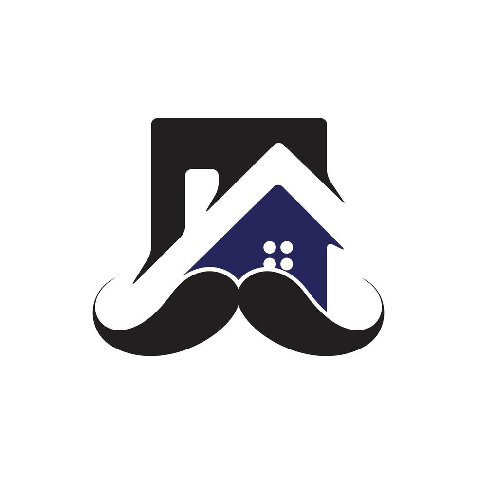 Mustache home vector logo design. Strong house logo design concept.