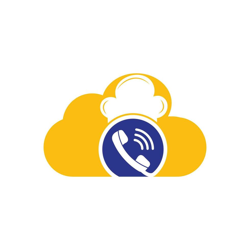 Phone chef vector logo design. Handset and chef hat icon design.