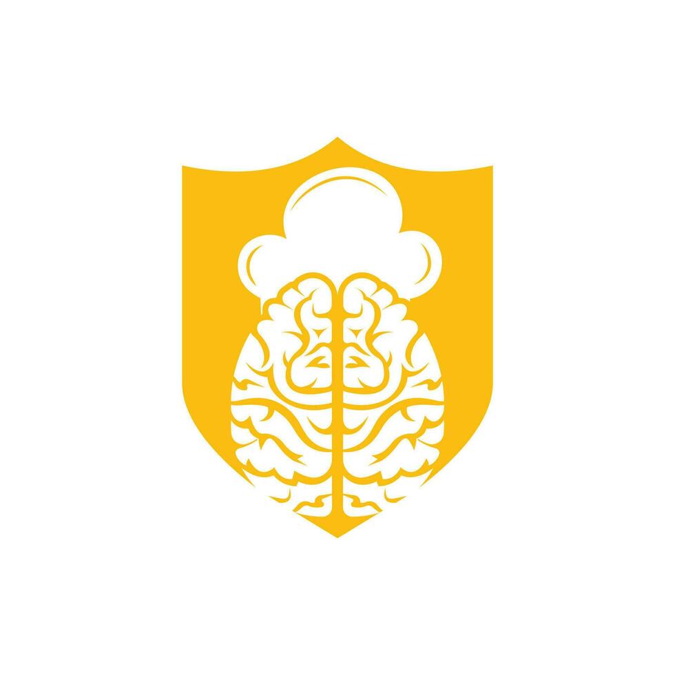 Smart chef vector logo design concept. Brain and chef hat icon.
