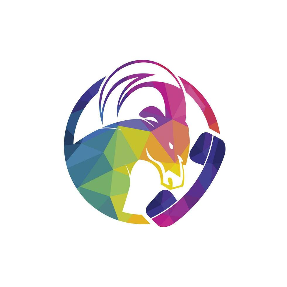 Handset with goat icon vector logo design template.
