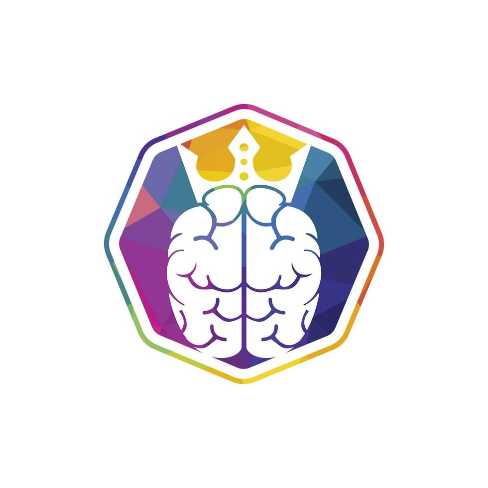 Smart king vector logo design. Human brain with crown icon design.