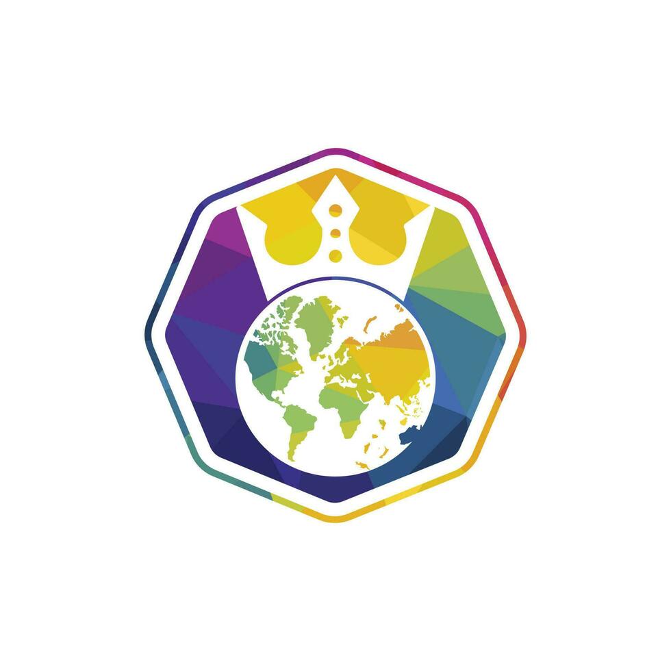 King Planet Vector Logo Design. Globe King Logo Icon Design.