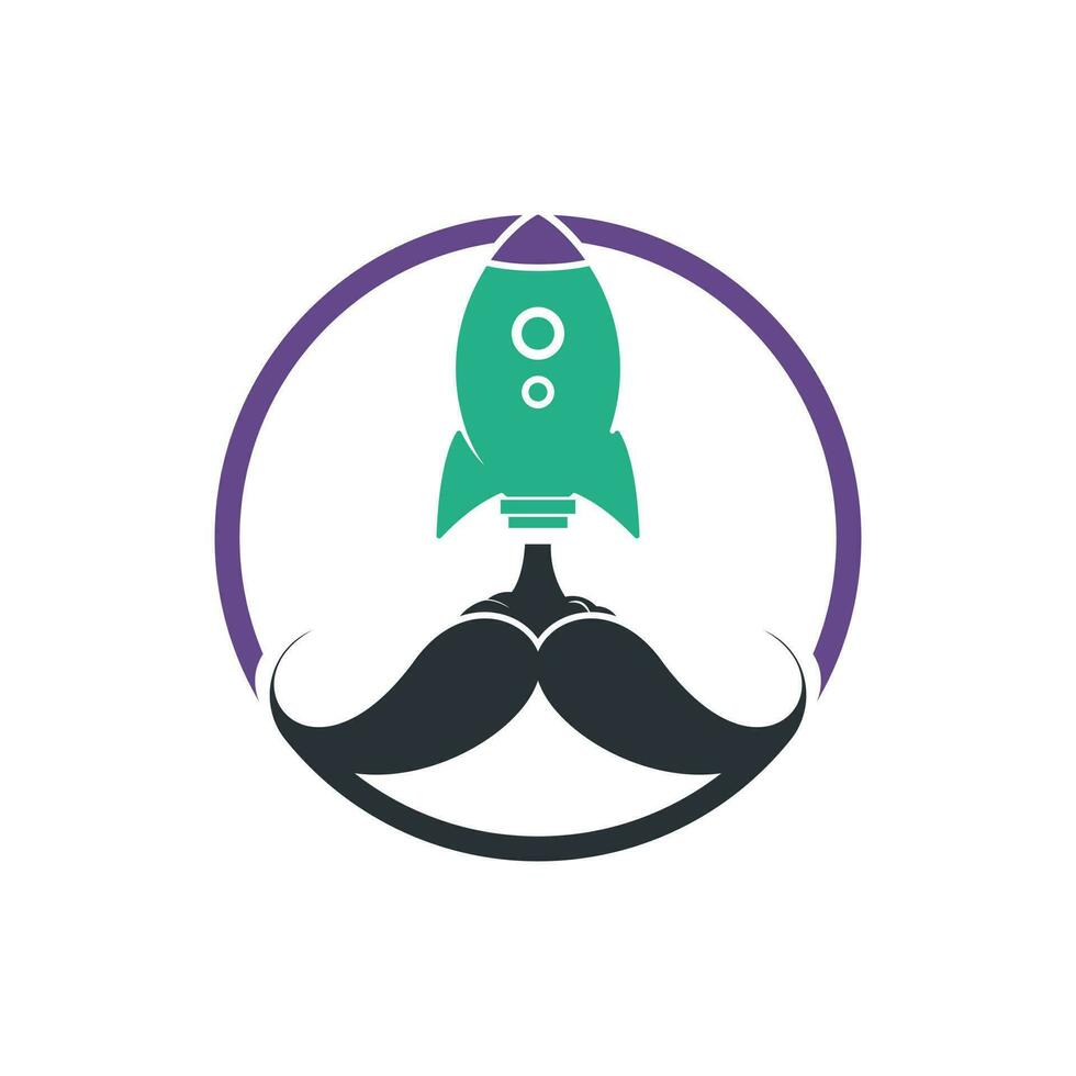 Mustache rocket vector logo design template.
