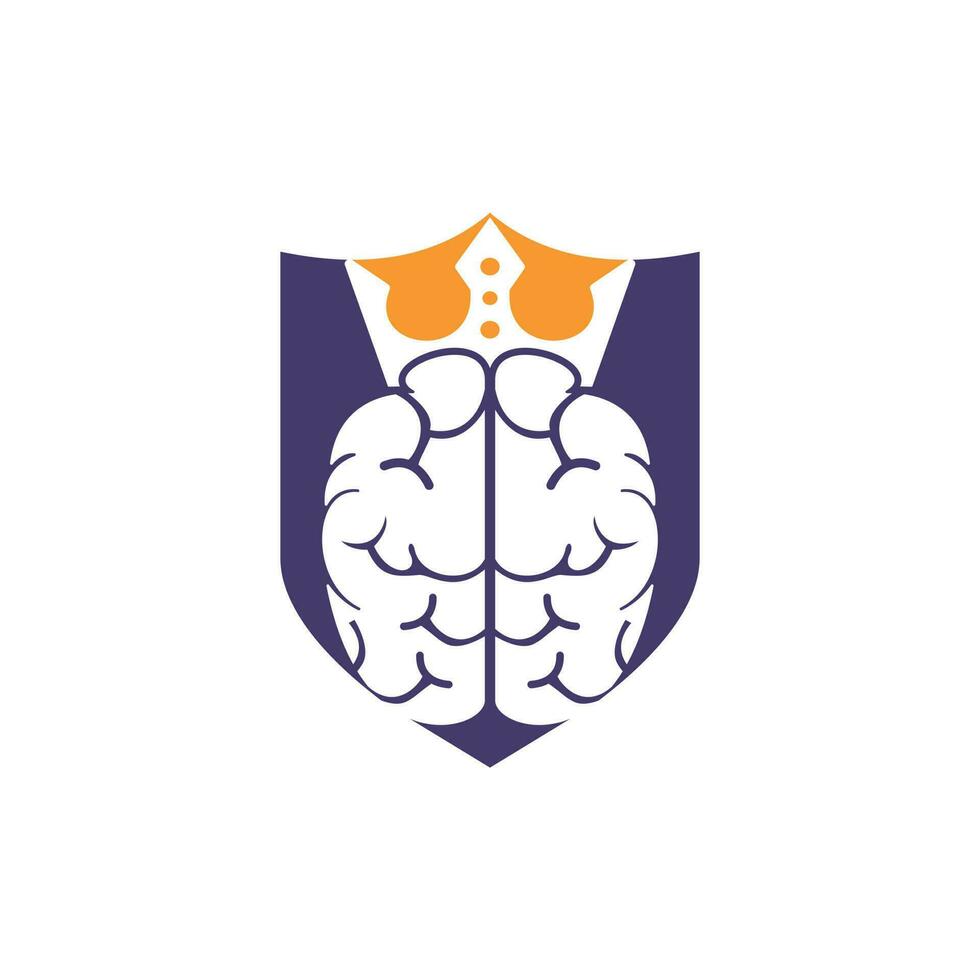 Smart king vector logo design. Human brain with crown icon design.