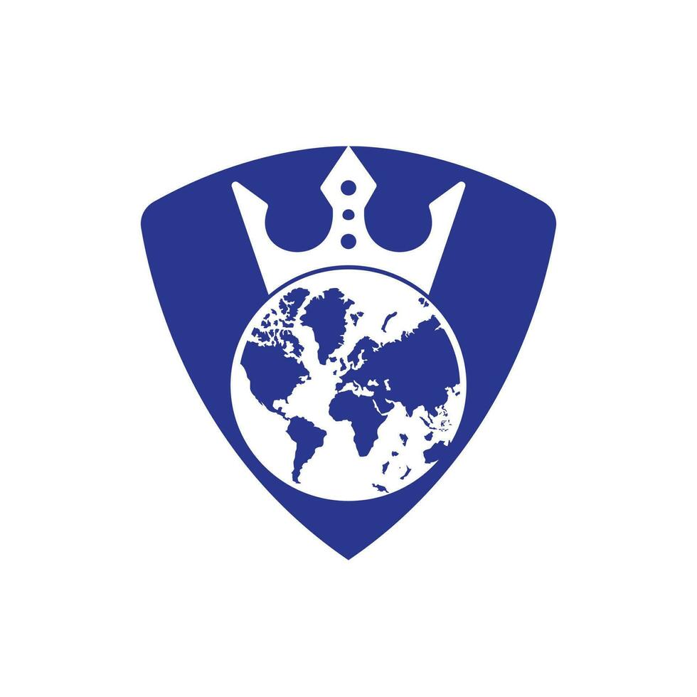 King Planet Vector Logo Design. Globe King Logo Icon Design.