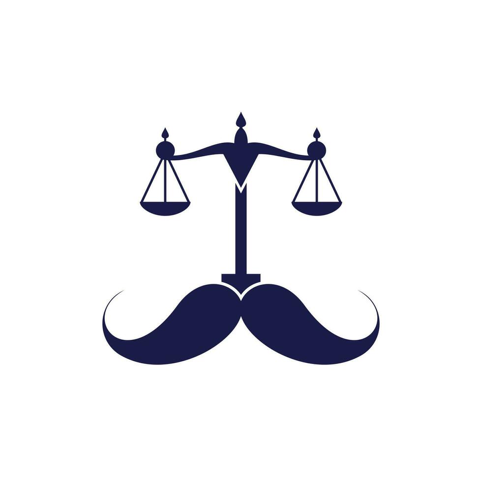 Strong law vector logo design concept. Scale and mustache icon vector design.