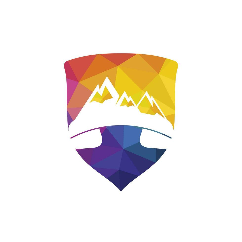 Mountain call vector logo design template. Handset with mountain icon logo design.
