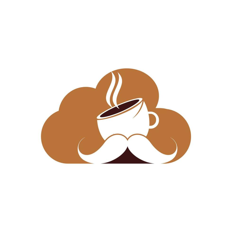 Mustache coffee vector logo design template. Creative coffee shop logo concept.