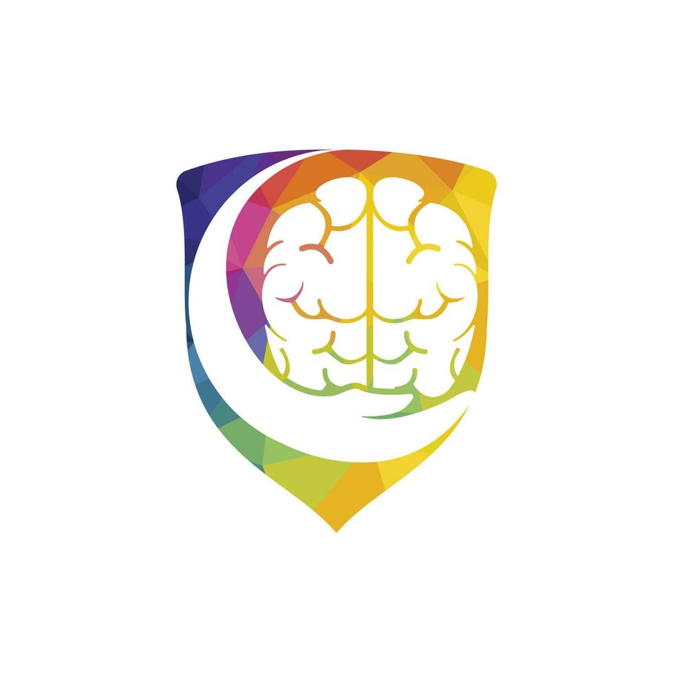 Brain care vector logo design. Human brain with hand icon logo design.