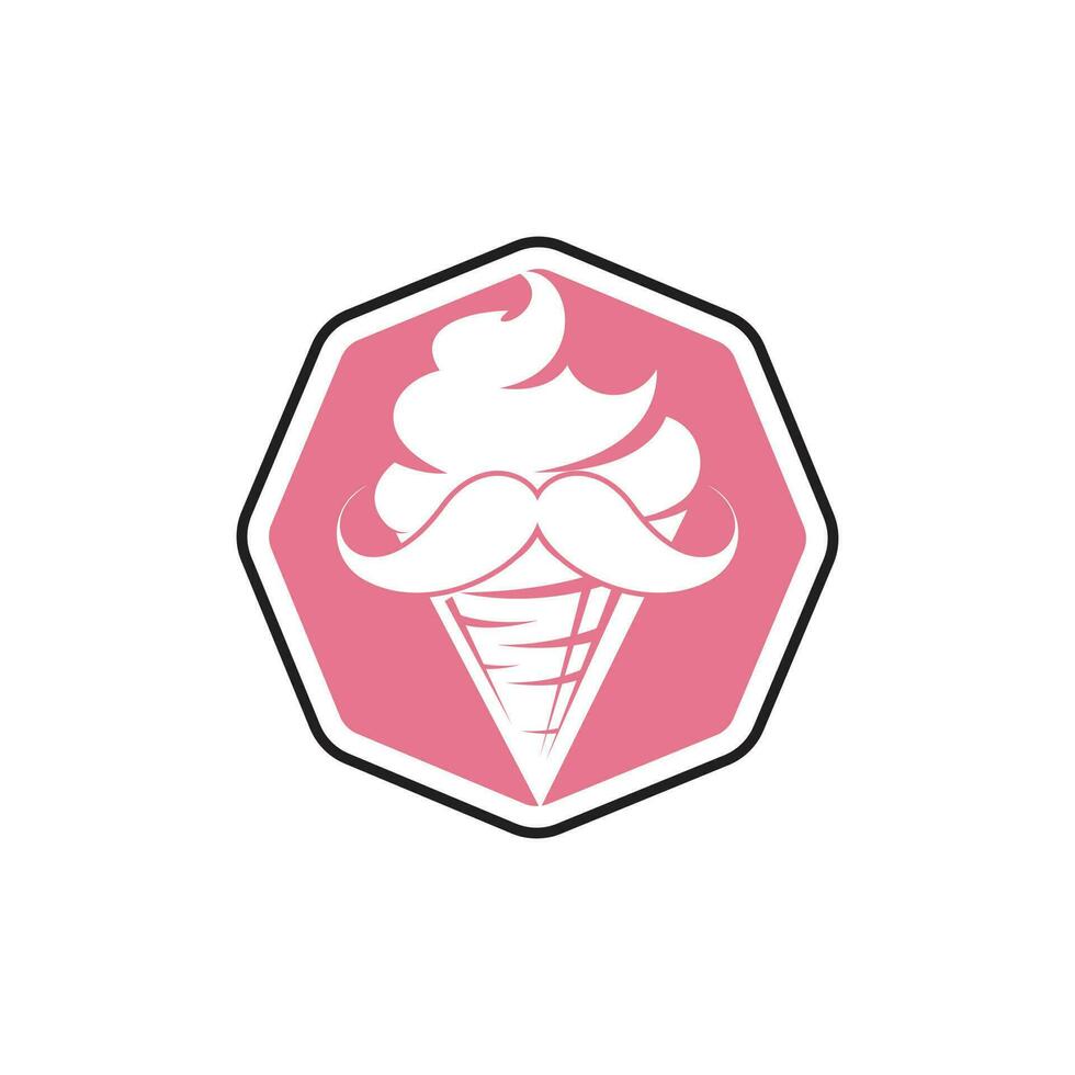 Mister ice cream vector logo design. Ice cream with mustache icon logo design.