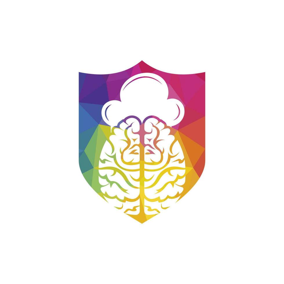 Smart chef vector logo design concept. Brain and chef hat icon.