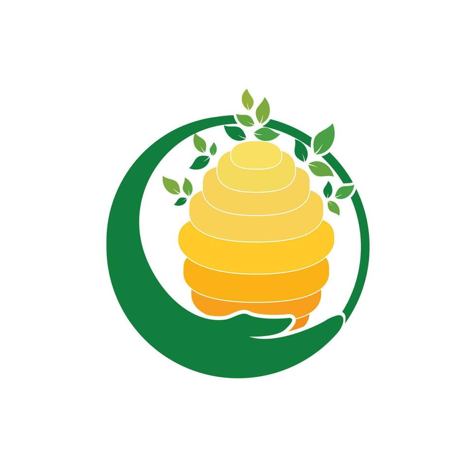 Honey care vector logo design concept. Honeycomb logo design template.