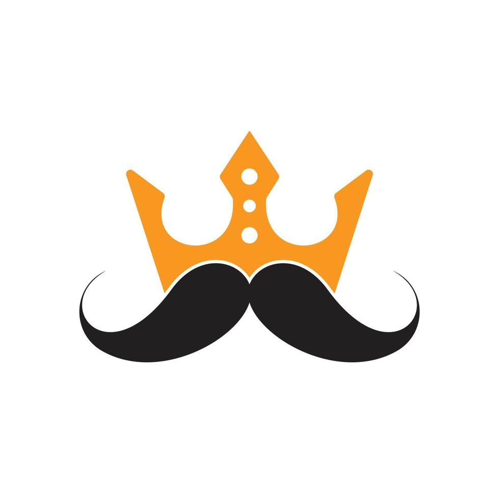 Mustache king vector logo design. Elegant stylish mustache crown logo.