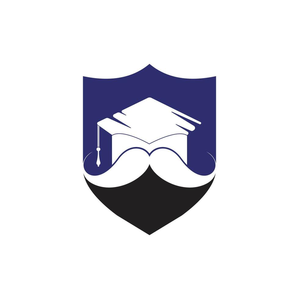 plantilla de diseño de logotipo de educación sólida. graduación de sombrero con diseño de icono de bigote. vector