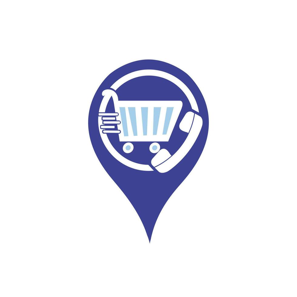 Shopping call vector logo design template illustration. Shopping cart and handset icon.