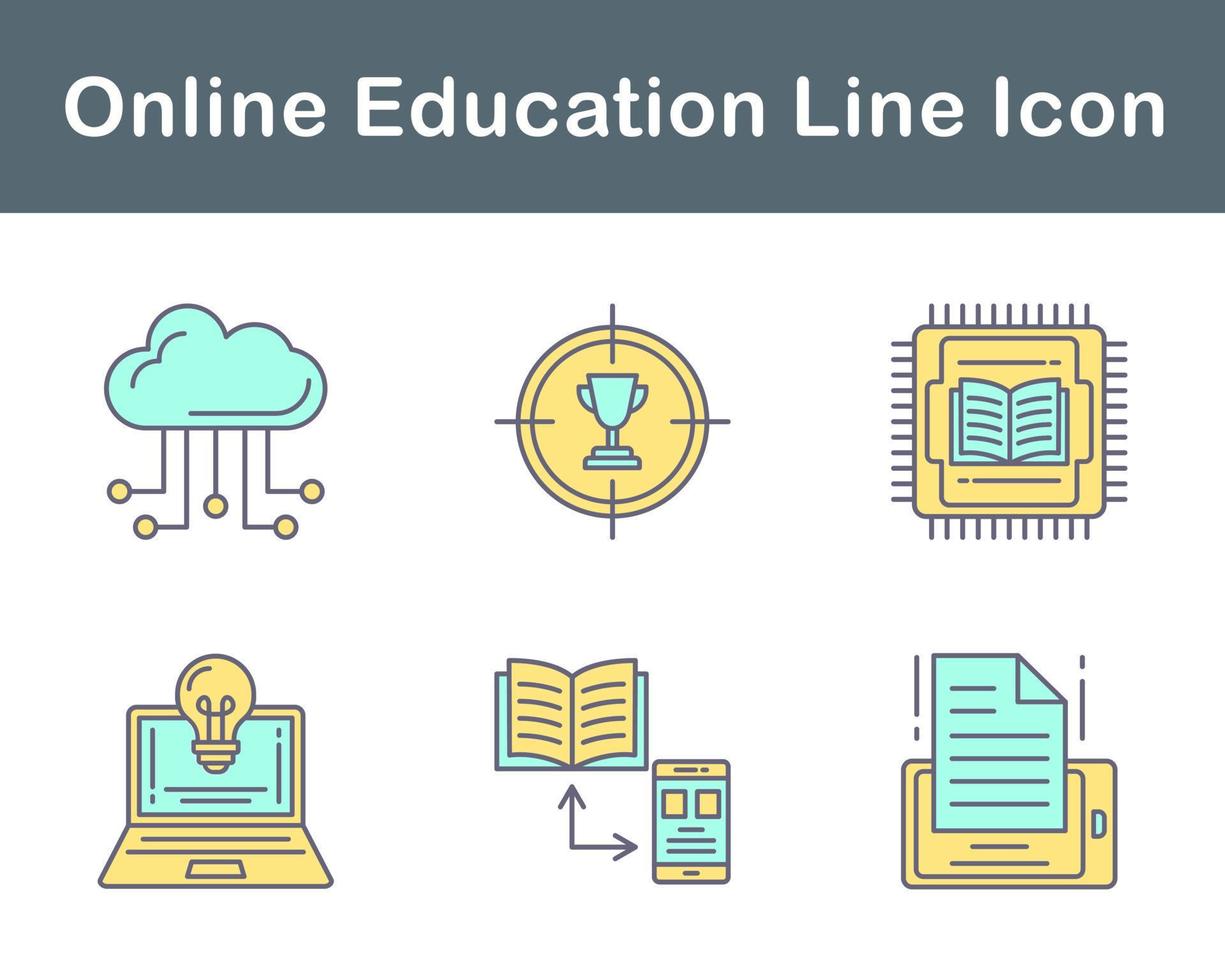 conjunto de iconos de vector de educación en línea