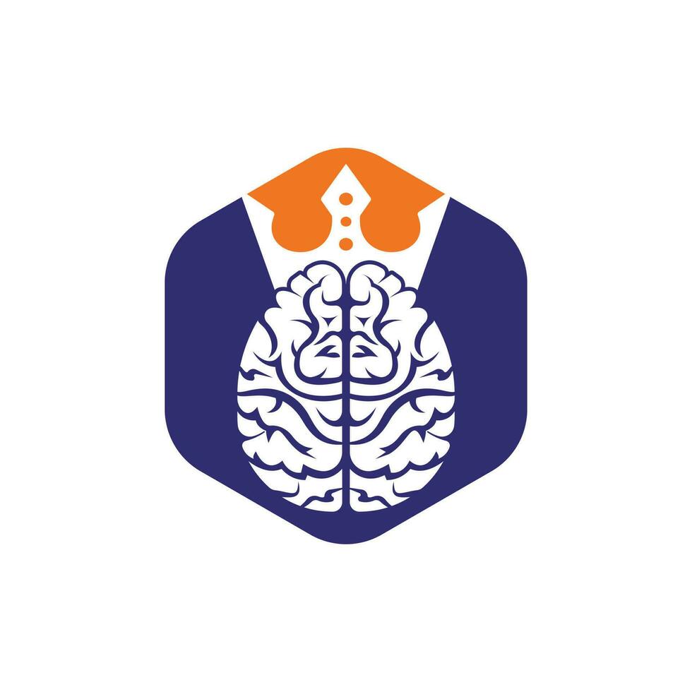 Smart king vector logo design. Human brain with crown icon design.