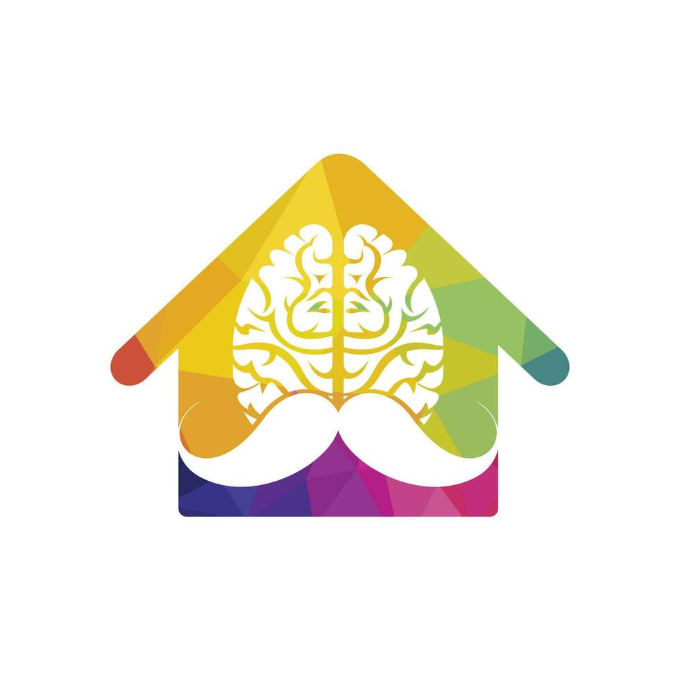 Moustache mind vector logo design template. Smart brain logo concept.