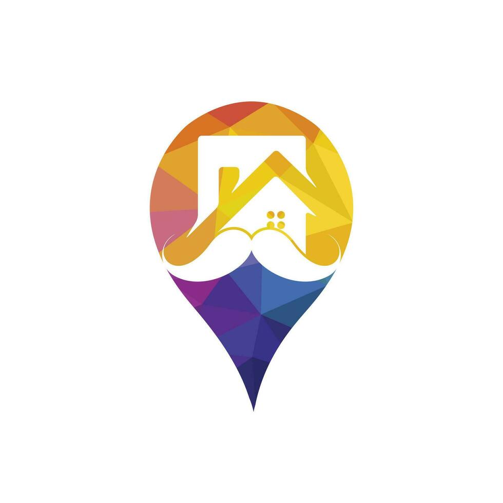 Mustache home vector logo design. Strong house logo design concept.
