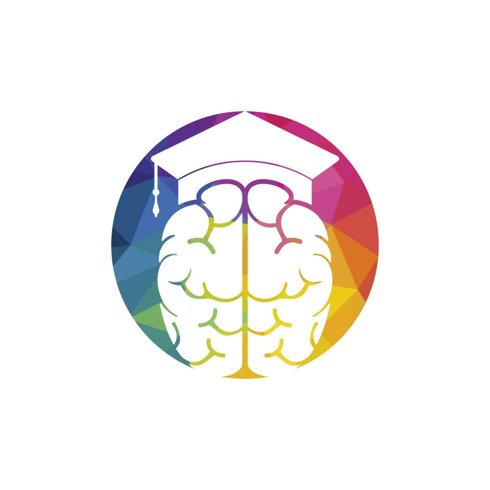 diseño de iconos de cerebro y gorra de graduación. diseño de logotipo educativo e institucional. vector