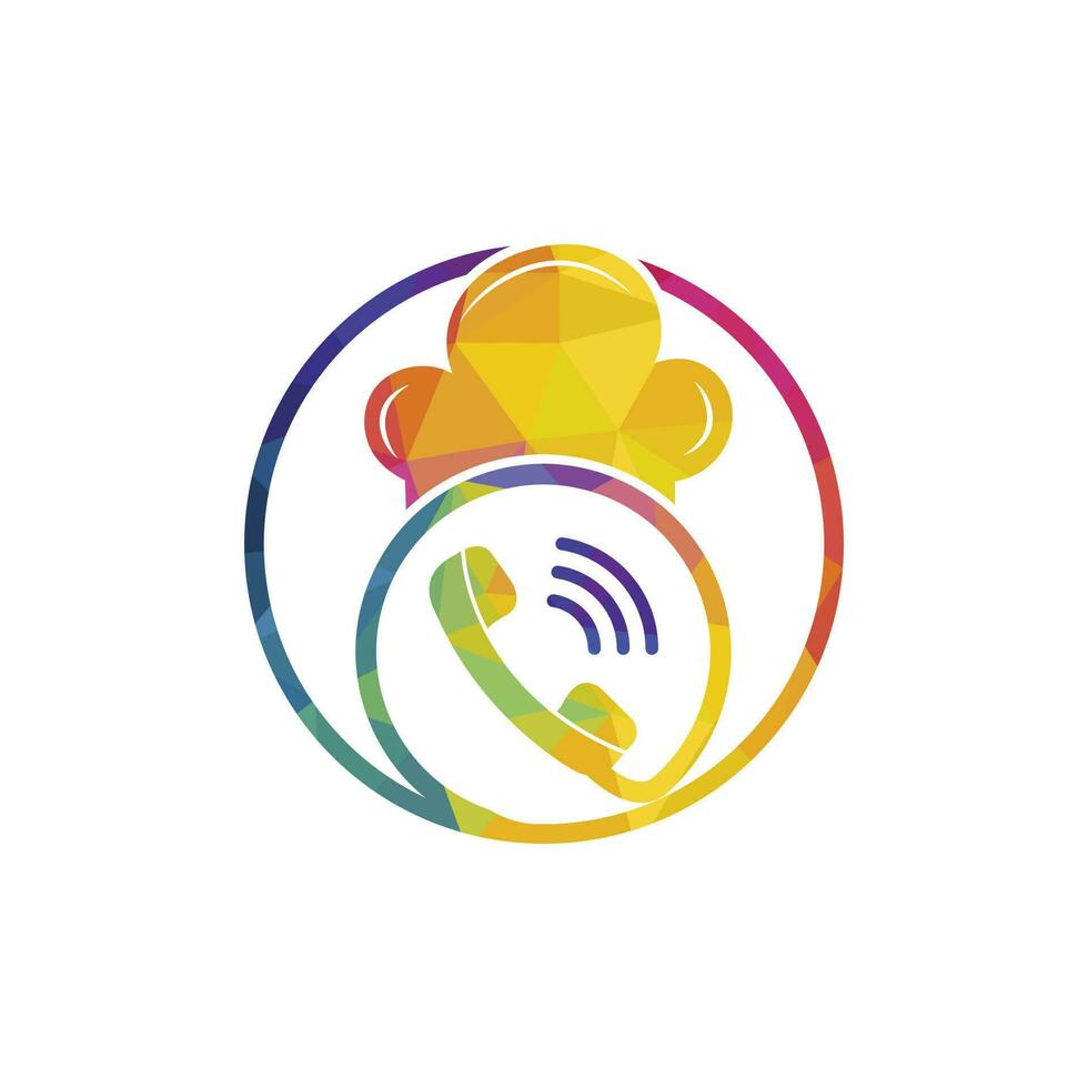 diseño de logotipo de vector de chef de teléfono. diseño de icono de sombrero de chef y auricular.