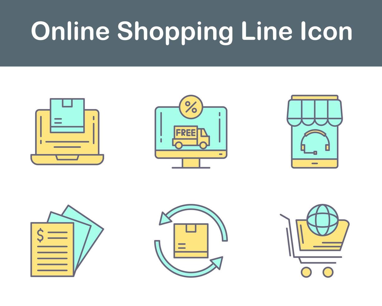 conjunto de iconos de vector de compras en línea