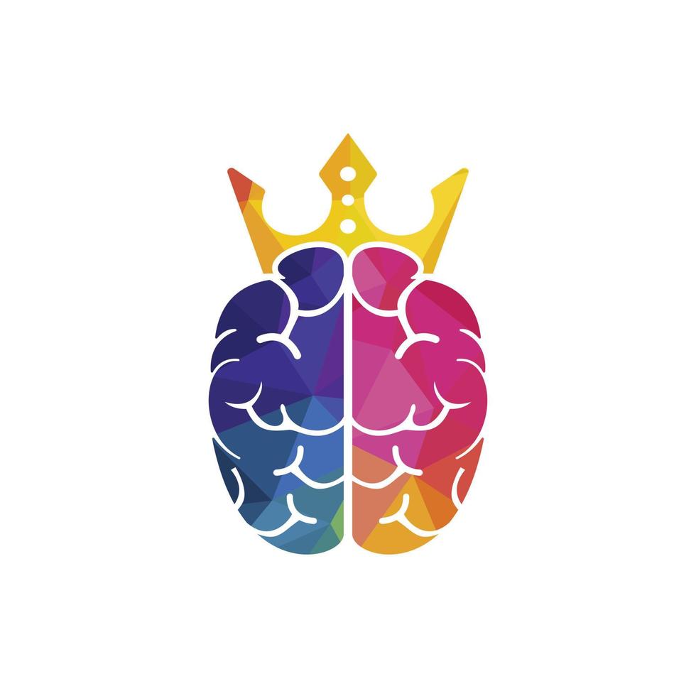 Smart king vector logo design. Human brain with crown icon design.