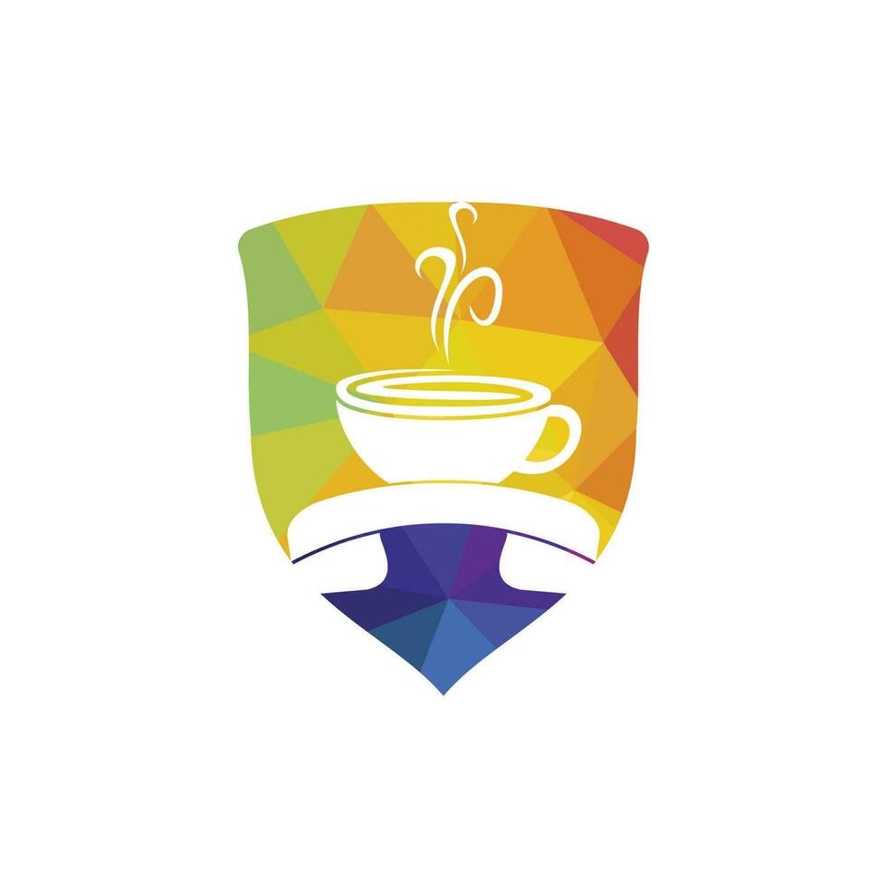 diseño de logotipo de vector de llamada de café. icono de auricular y taza.