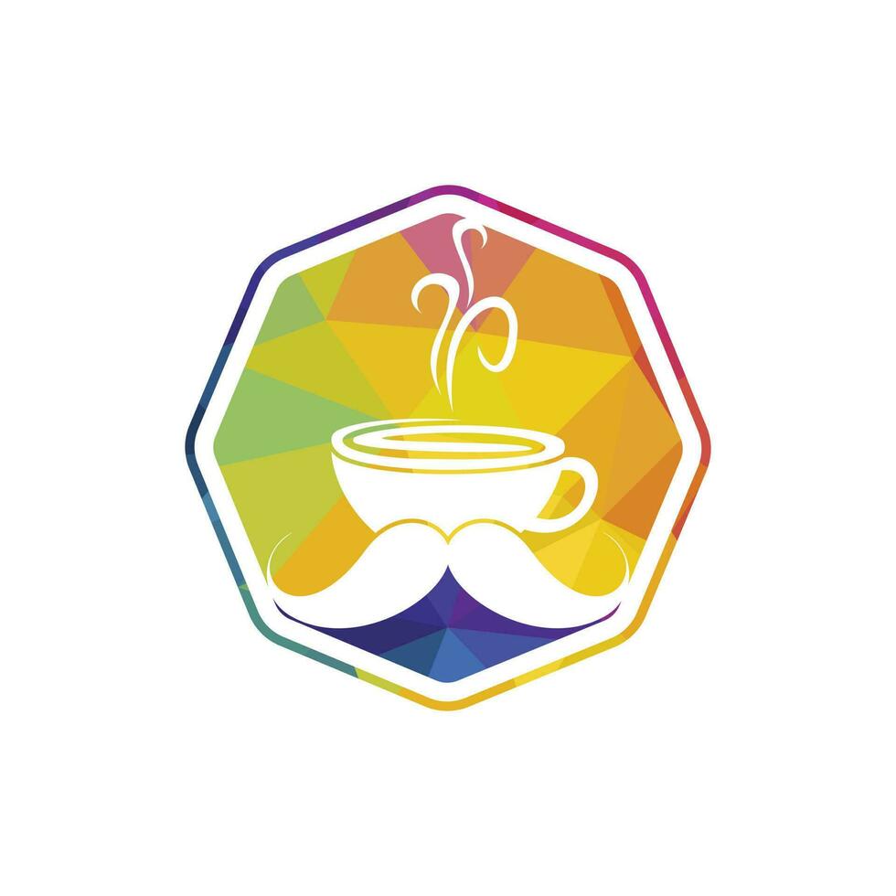 Mustache coffee vector logo design template. Creative coffee shop logo concept.