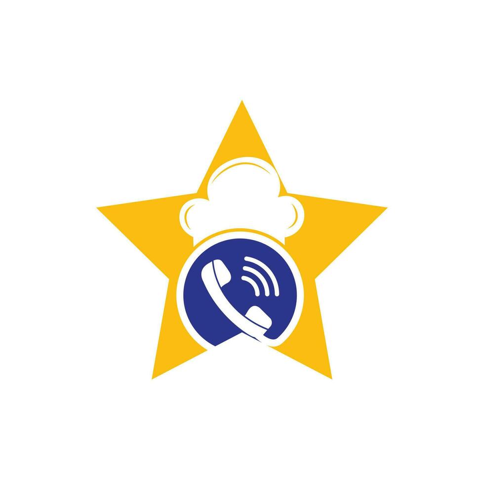 Phone chef vector logo design. Handset and chef hat icon design.