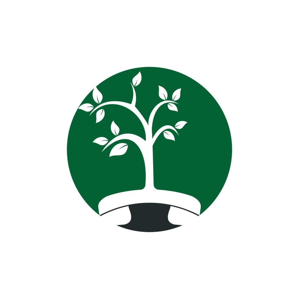 diseño de logotipo de vector de llamada de naturaleza. plantilla de diseño de icono de árbol de auricular.