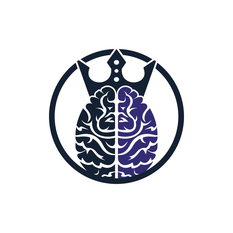 Smart king vector logo design. Human brain with crown icon design.