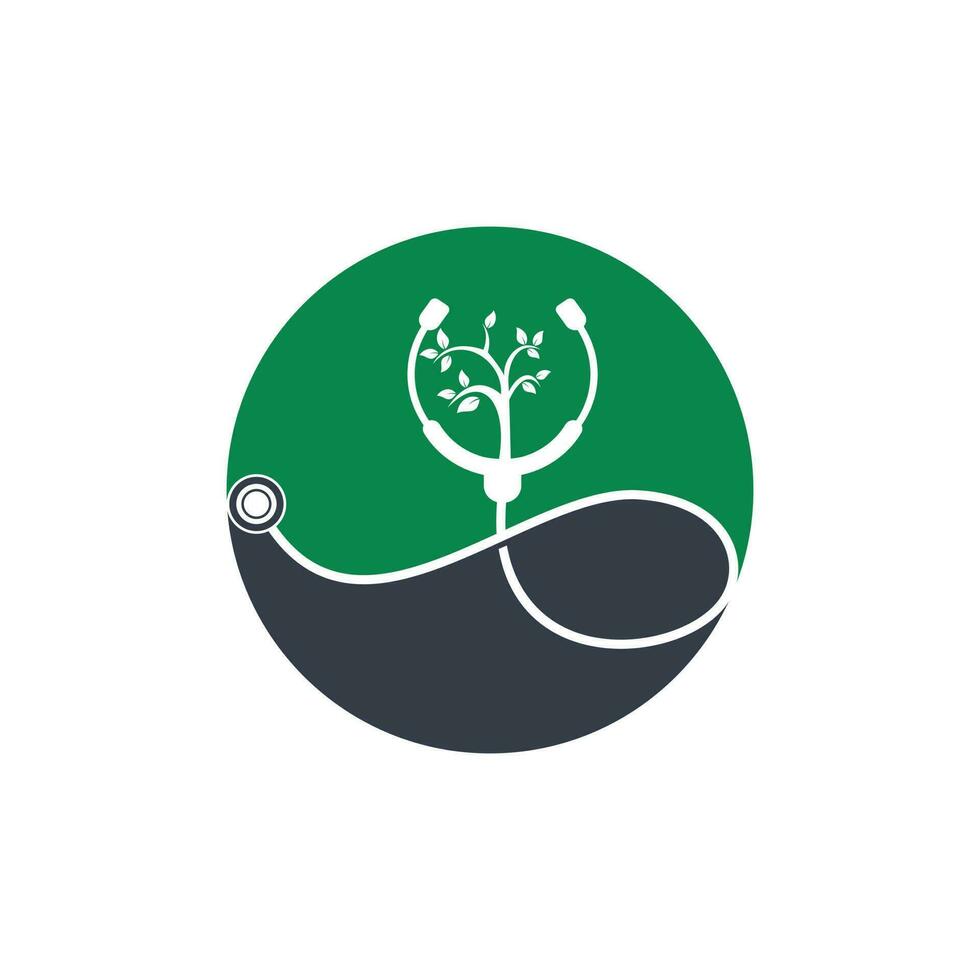 Health stethoscope vector logo design. Stethoscope with tree icon vector design.