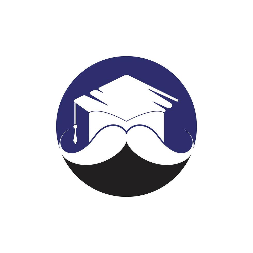 plantilla de diseño de logotipo de educación sólida. graduación de sombrero con diseño de icono de bigote. vector