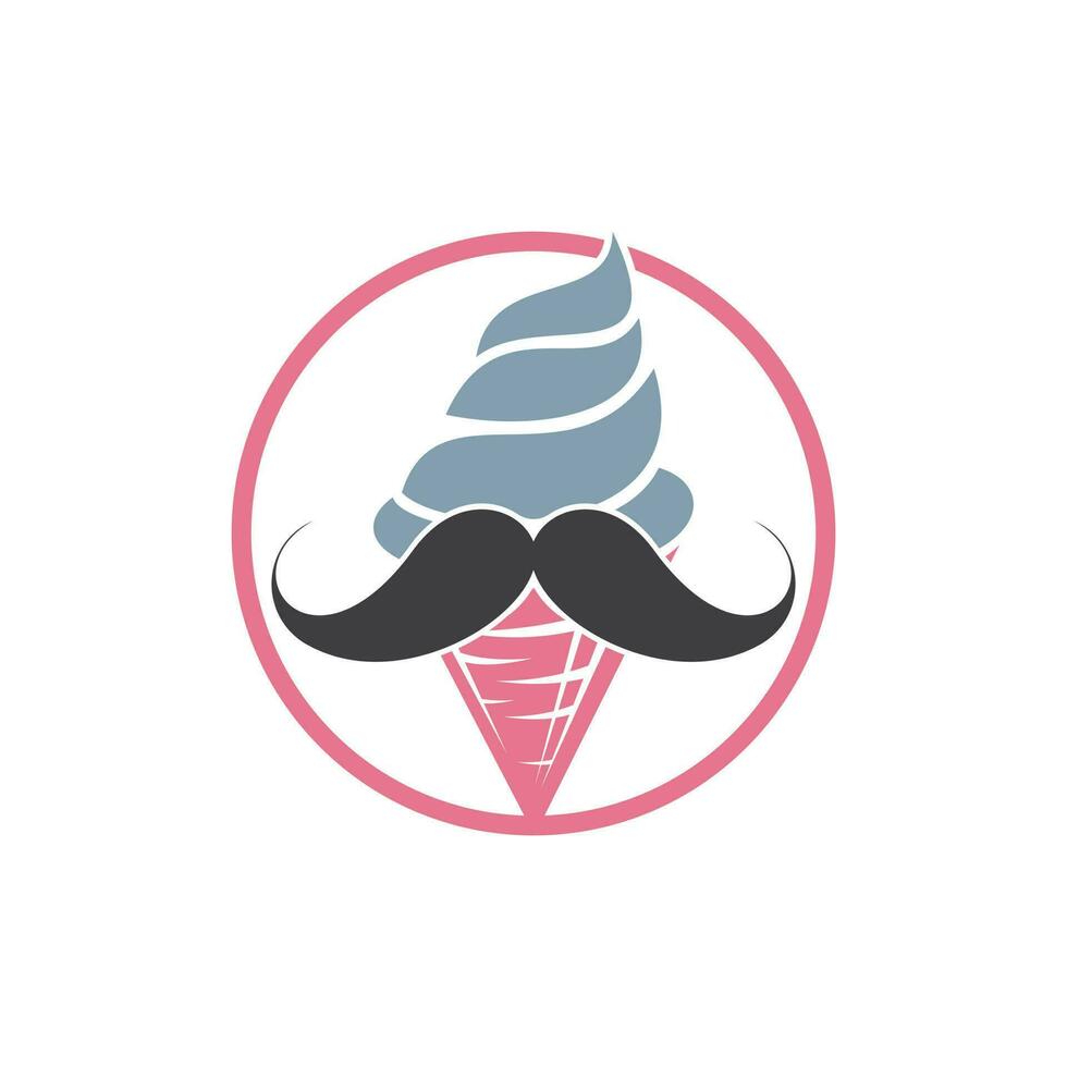 Mister ice cream vector logo design. Ice cream with mustache icon logo design.