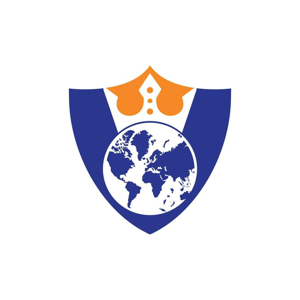 King Planet Vector Logo Design. Globe King Logo Icon Design.