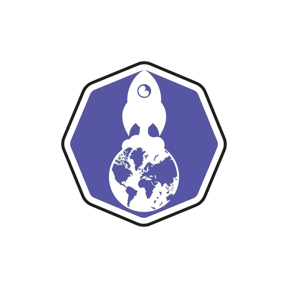Globe rocket vector logo design template. Fast connect logo concept.