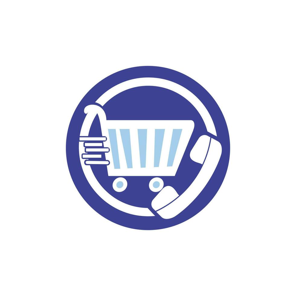ilustración de plantilla de diseño de logotipo de vector de llamada de compras. carrito de compras e icono de teléfono.