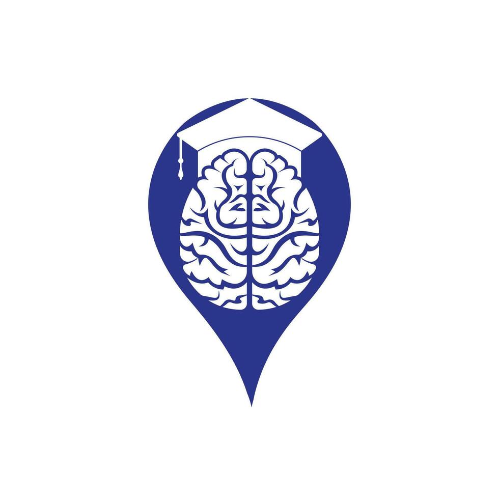 cerebro y graduación gorra con alfiler puntero icono diseño. educativo y institucional logo diseño. vector