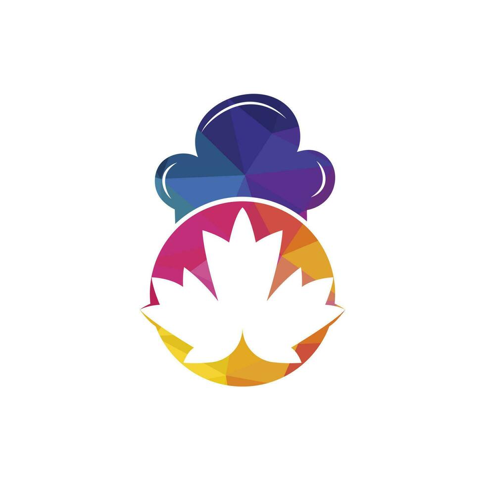 Canadian chef vector logo design template. Maple leaf with chef hat icon logo.