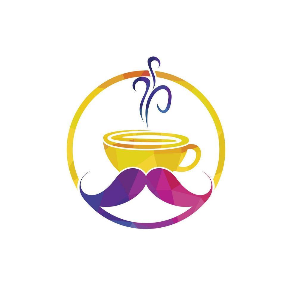 Mustache coffee vector logo design template. Creative coffee shop logo concept.