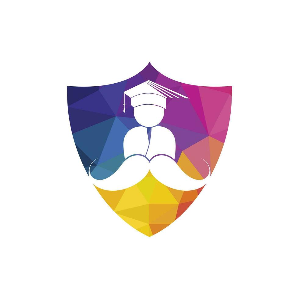 Strong education logo design template. Student with mustache icon design. vector