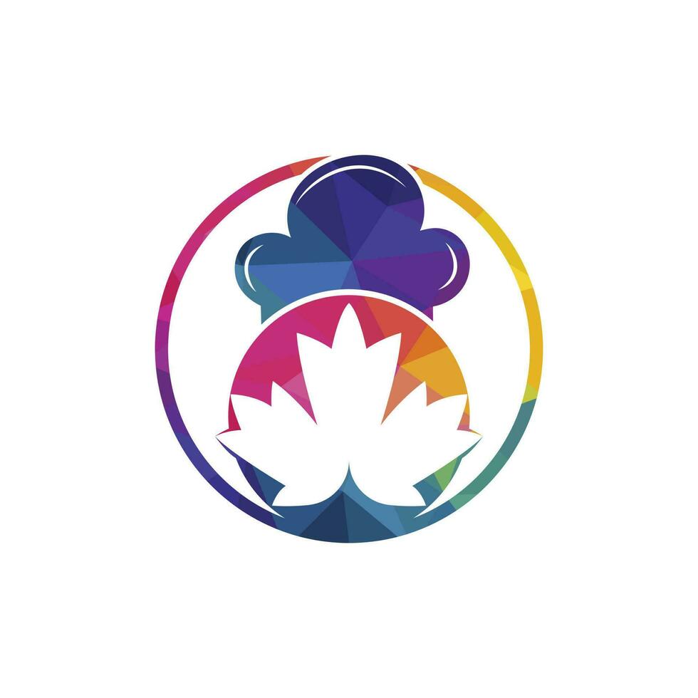 plantilla de diseño de logotipo de vector de chef canadiense. hoja de arce con el logotipo del icono del sombrero de chef.