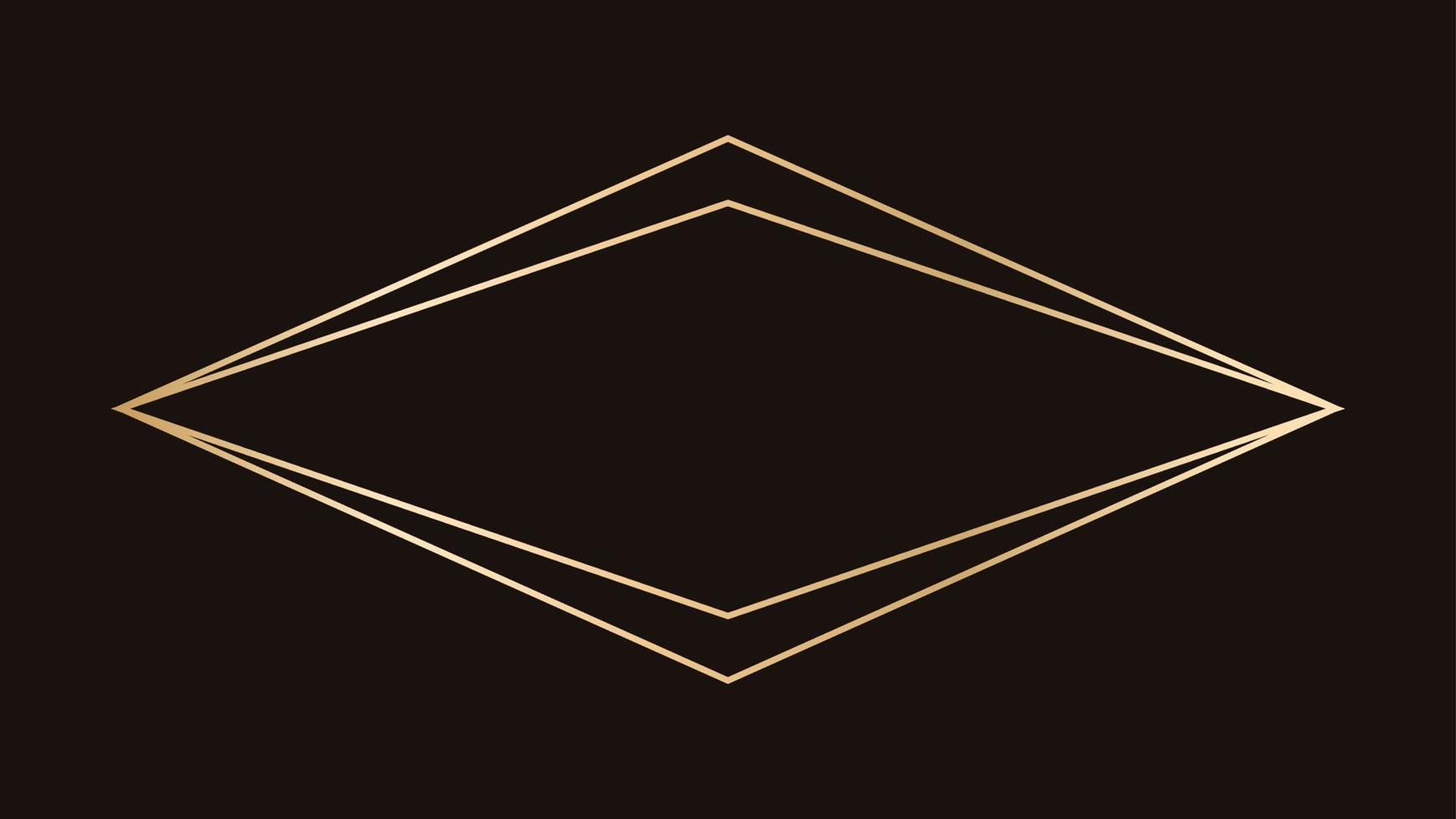 Simple diamond geometric gold frame border. Vector modern design template for wedding or birthday invitation, brochure, poster and business card