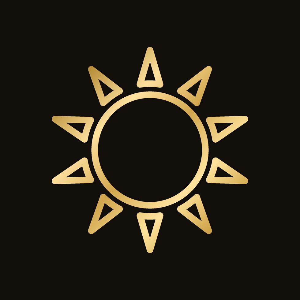 Golden celestial sun icon logo frame. Simple modern abstract design for templates, prints, web, social media posts vector